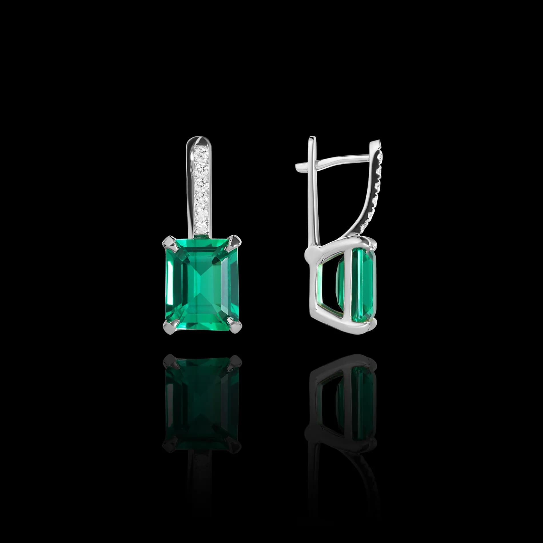 Сережки зі смарагдами з білого золота Heritage E22 8х10mm Em