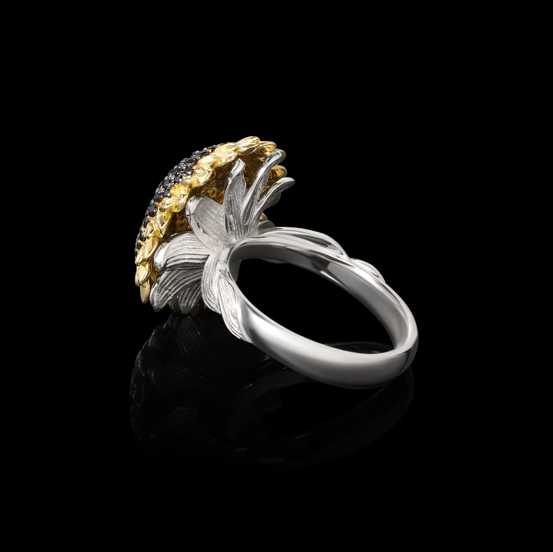 Перстень Сонях з комбінованого золота Соняхи R41 spinel
